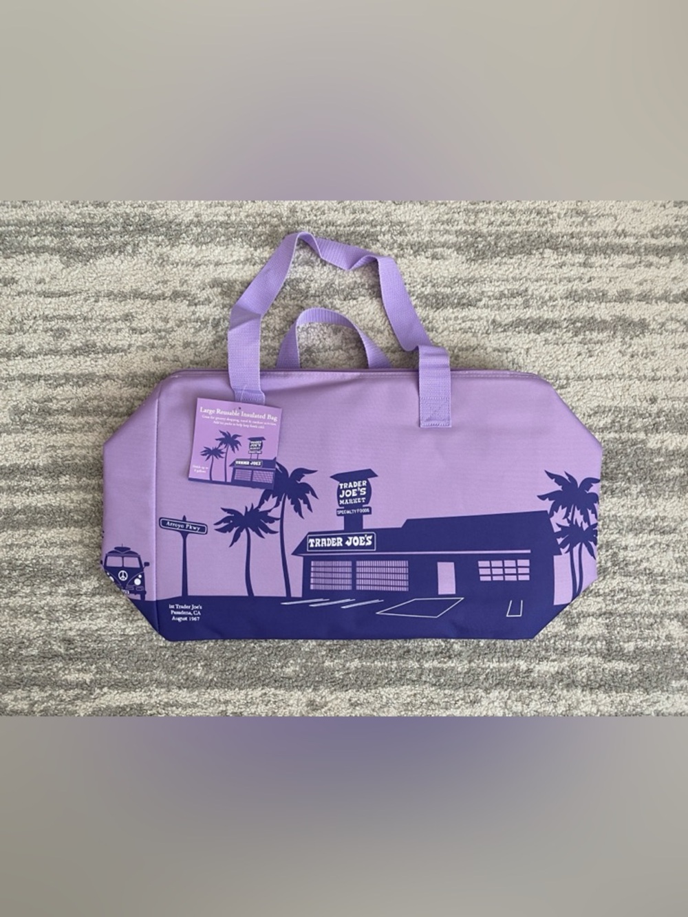 NEW Trader Joe’s Large Reusable Tote Bag Insulated Cooler Purple Lavender
